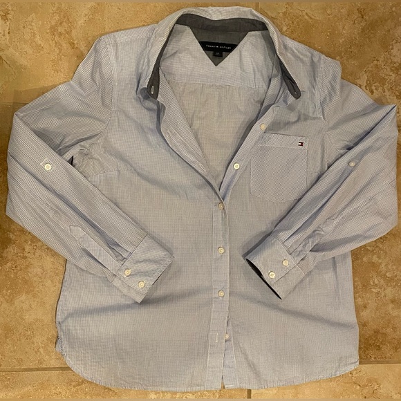 Tommy Hilfiger Tops - Tommy Hilfiger checked print Button-Down Shirt W/convertible sleeve (Size L)